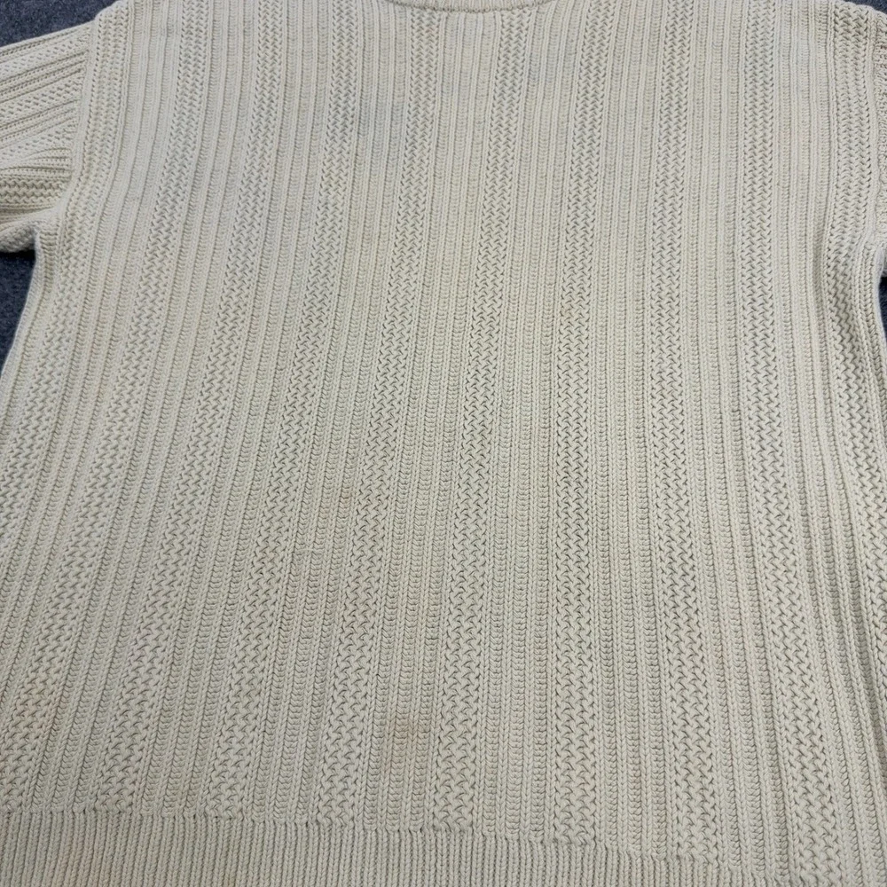 Vintage Eddie Bauer Sweater Mens S Cream Cotton Ribbed‎ Cable Knit Gorpcore